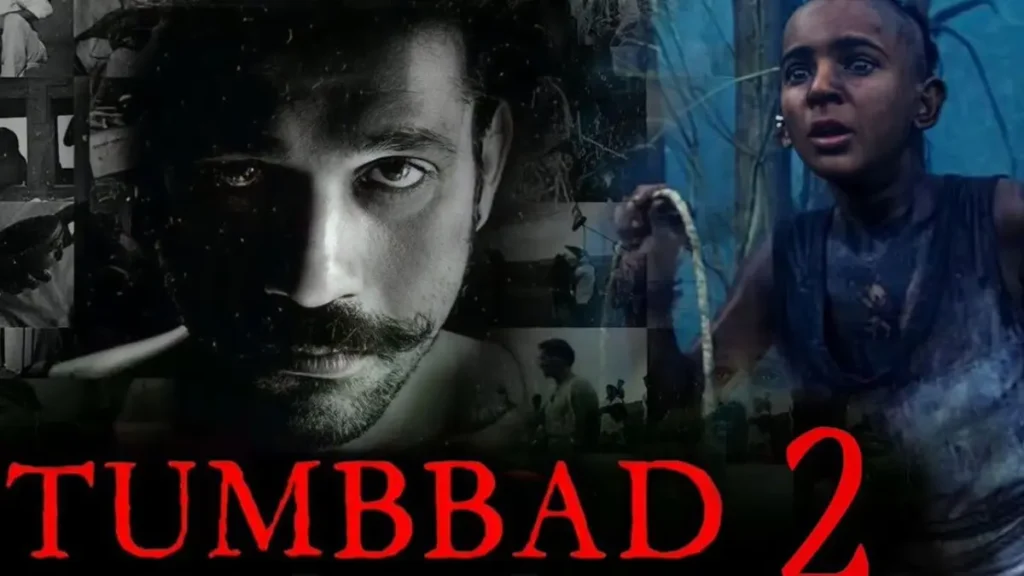 Tumbbad 2 title over a dark collage featuring a bearded man and a child.