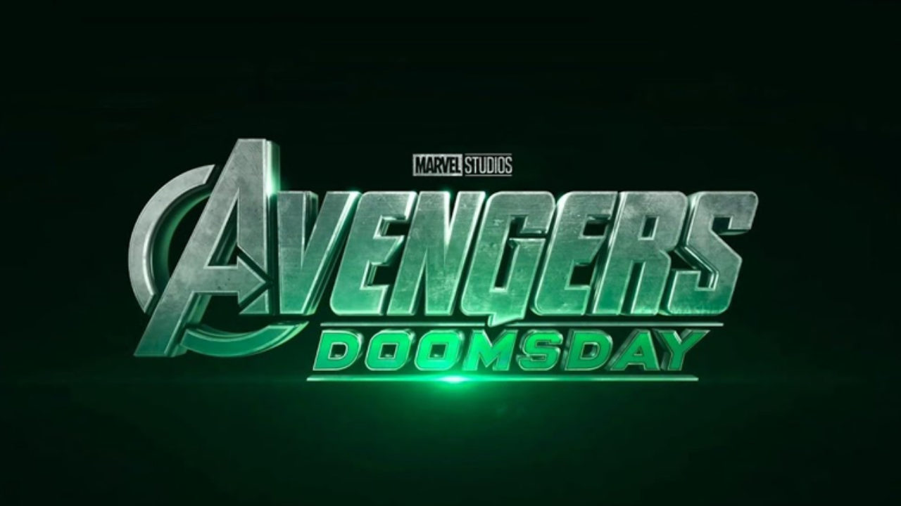 Marvel Studios Avengers: Doomsday logo on a dark green background.