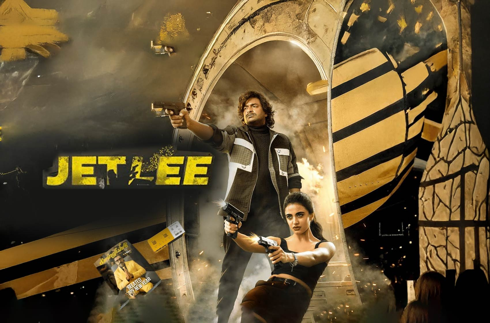 Jetlee poster showing two people holding guns beside the title.
